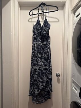 Luxe Apothetique Blue White High Low Dress with Front Slit
